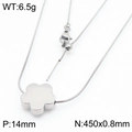 Silver stainless steel clover pendant necklace with size and weight specifications - Steel Necklace (KN290498-Z)