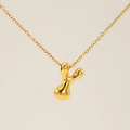 Polished gold titanium steel necklace featuring a smooth organic bean-shaped pendant - Gold - Letter Y
