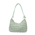 Borsa hobo verde menta stile francese con arricciature, dettagli oro e texture - Verde