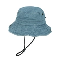 Dettaglio cappello cowboy in denim blu con laccio regolabile e occhielli in metallo - Taglia unica / Azzurro