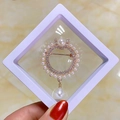 Elegant rose gold circular pearl brooch with sparkling rhinestones in a display box - Surrounding Pearl Style (XZ107)