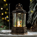 Vintage Bronze-Schneelaterne mit Schneemann-Szene, 25cm hohe Weihnachtsdekoration - 25cm / Kleiner bronzener Sechseck-Schneemann & Baum