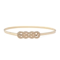 Elastic champagne gold metal waist belt for women with infinity style woven buckle - Gold Infinity Knot