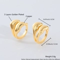 Irregular arc ear cuff in 18k gold plated copper with 1.5cm height and polished finish - Gold Plated Asymmetric Ear Cuff EL03-8