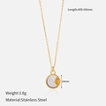 French vintage stainless steel gold twist chain necklace with moon and star pendant - 405+60mm / Small Round Star Plate