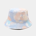 Chapeau bob tie-dye aux tons pastel bleu et rose pour la protection solaire d'été - M (56-58cm) / Réversible / Tie-Dye Bleu Clair Rose Orange (15#)