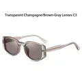 Occhiali da sole polarizzati TR90 con montatura champagne trasparente e lenti grigio tè C3 - Champagne Trasparente / Lenti Grigio Tè