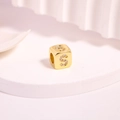 Gold-plated cube bead with micro-pave cubic zirconia in the shape of letter S - Letter S