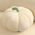 Nordic pumpkin decorative pillow in cream corduroy fabric with light green stem - Off White