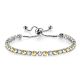 Detail of adjustable tennis bracelet with alternating yellow and white round-cut zircons - Adjustable / White Gold + White Yellow