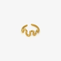 Polished golden wavy open ring with minimalist S-shaped adjustable metal design - Open Ring / Gold