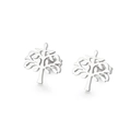 Poliierte silberne Edelstahl-Ohrstecker mit hohlem Lebensbaum-Muster für Damen - Baumform Hohler Stil (KE92542-Z) / Stahlfarbe