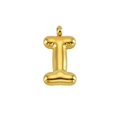 Puffy bubble initial I pendant necklace in polished gold finish for women - Letter I