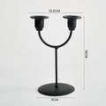 Nordic minimalist double-head black iron candle holder with a round stable base - U-shaped 2-head with Rod Flat Top / Black