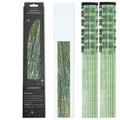 Green holographic glitter hair tinsel with 24 easy clip-in hair pieces of 60cm length - 12 Pieces / Laser Mint Green (12-Piece Set)