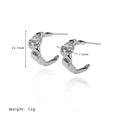 Silver irregular foil texture earrings with dimensions of 23.7mm height and 11mm width - Silver