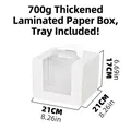 White cake box with transparent window and handles, 8-inch size 21x21x17cm - 6 Inch White With Tray