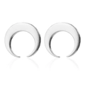 Minimalist silver moon-shaped stainless steel earrings with polished finish and texture - Bull Horn Moon / Steel