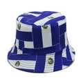 Détail du chapeau bob à rayures bleues et blanches avec l'emblème d'El Salvador - M (56-58cm) / Rayures Bleu Blanc El Salvador (I)