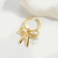 Adjustable golden bow-knot ring with a minimalist open band design for women - V-shaped Bowknot (JZ0521-1)