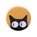 Round cartoon black cat badge with vibrant orange background and glossy finish - Yellow Black Cat