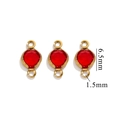 Conectores de cristal rojo de 6,5mm con acabado dorado para bisutería DIY - Doble Agujero Oro - Rojo
