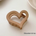 Elegant matte milk coffee heart-shaped hair claw clip with a 6.5cm diameter size - Heart Style / Diameter approx 6.5cm / Milk Coffee