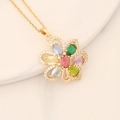 Golden flower pendant necklace with colorful zircons on a soft stone background - Multi-colored Petal Pendant (3# Petal)