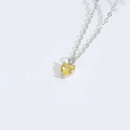 Elegant silver necklace featuring a small yellow heart-shaped zircon gemstone pendant - Silver Chain / Yellow