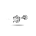 Piercing a perno in acciaio argentato con zircone trasparente da 4mm e retro a vite - Stile 3 Tondo Classico / Argento