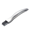 Golden stainless steel scallion shredder with ergonomic handle on white background - Silver
