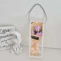 Purple soap rose gift box with three flowers and pink ribbon in a transparent case - Rose Light Purple With Gift Box