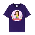 T-shirt violet à manches courtes avec imprimé dessin animé pour la fête des mères - XS / Dessin Animé Maman et Enfant / Violet