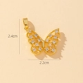Dettaglio del ciondolo a farfalla dorato con zirconi e dimensioni di 2,4x2,2 cm - P-Farfalla in Oro Cavo (2.4x2.2cm)