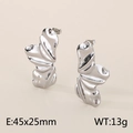 Irregular silver-colored stainless steel flower earrings with wave design 45x25mm - Style B (Wave Folds) / Silver