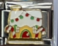 Maglia per bracciale italiano con ciondolo a forma di casetta di pan di zenzero smaltata - 24 Casa di Neve