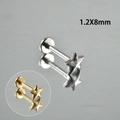 Stervormige 16G roestvrijstalen labret piercing in zilver en goud 1,2x8mm finish - Vijfster / 1.2x8mm / Staalkleur