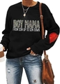 Black long sleeve Boy Mama sweatshirt with camo lettering and red heart elbow patch - Black BOY MAMA
