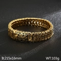 Men's gold tree of life stainless steel bracelet with vintage scroll relief 215x16mm - Gold (KB151161-KJX) / 19cm