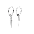 Silver punk style titanium steel hoop earrings with long sharp cone pendant for men and women - Style 8 Silver Single