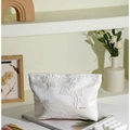 Trousse à maquillage matelassée blanche avec nœud 3D en relief et étiquette - Nœud en Jacquard Français / Grand / Blanc