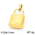 Golden stainless steel lock pendant in 20x11mm size with polished surface and 4g weight - Rectangular Smooth Lock (KP100729-Z)