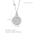 Collar de acero inoxidable plateado con colgante de luna y estrella y medidas - Plateado