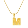 Golden titanium steel necklace featuring letter M pendant with textured finish and snake chain - Letter M (S-P004-M)