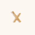 Detail of 18K gold plated X letter pendant with a twisted rope texture surface - Letter X