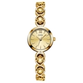 Montre dorée luxueuse pour femme avec cadran rond et bracelet orné de cristaux jaunes - Boîtier Or Cadran Or Pierres Jaunes Bracelet Or