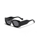 Occhiali da sole vintage neri con montatura quadrata e lenti protettive UV - Nero Lucido/Lenti Grigie