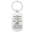 Polished stainless steel rectangular keychain with sentimental engraving for soulmates - AY09 (To My Girlfriend - Rings)
