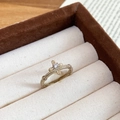 Detailed macro shot of vintage gold plated ring with zircon stone and beaded edge design - Gold Vintage Crown Relief Style (5# Ring-Light Coffee Gold)