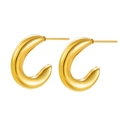 Polished 18K gold plated stainless steel C-shaped hoop earrings in minimalist style - Minimalist Curved C-Shape